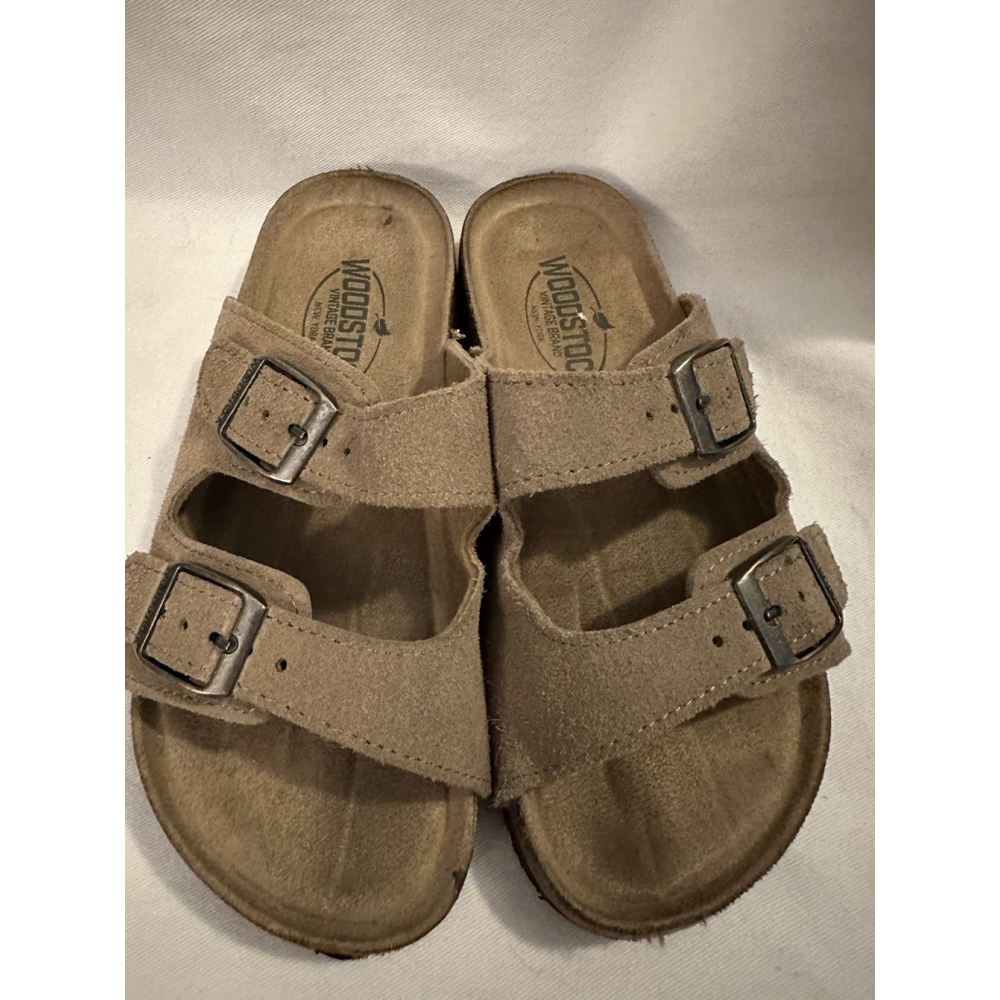 Woodstock Vintage Leather Slide Sandals, Size 2